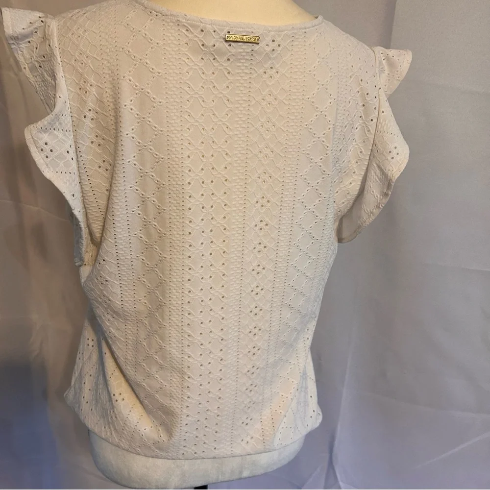 Michael Kors white short sleeved‎ top size medium butterfly sleeves